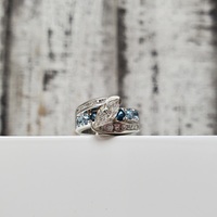 14K Colored Stone Diamond Ring 