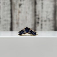 14K Sapphire + Diamond Curved Band