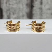 18K Small Hoops w/ Meander Design Earrings