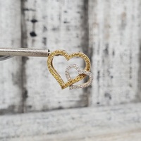 14K Diamond + Yellow Sapphires Heart Pendant