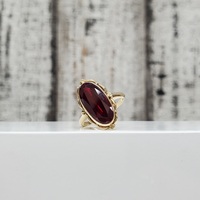 14K Long Synth Oval Ruby Ring