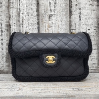Chanel Black Shearling Muff Flap Bag