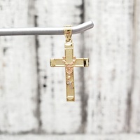 14K TriColor Rosary on Cross Religious Pendant