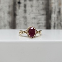 10K Diamond Ring w/ Oval Ruby