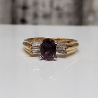 14K Colored Stone Diamond Ring