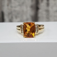14K Diamond + Citrine Ring