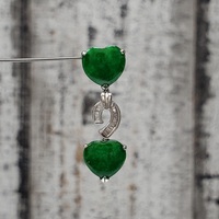 18K Two Jade Hearts Diamond Pendant 