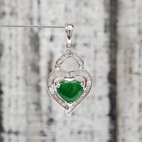 18K Jade Heart Diamond Pendant