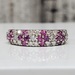 14K Diamond + Pink Sapphires Cluster Band Ring 