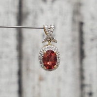 14K Sunstone Diamond Pendant 