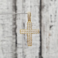 14K Diamond Cross Religious Pendant 