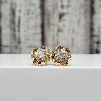 14K Diamond Stud Earrings w/ Fancy Mounting w/ Screwbacks
