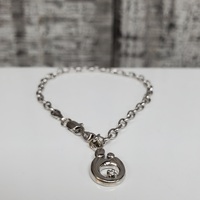 7.25" 14K Mother Child Charm on End Diamond Bracelet