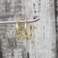 14K 3/4 Hoop Earrings w/ Friction Backs