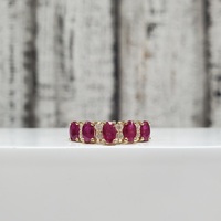14K Diamond + 5 Oval Rubies Ring