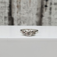 18K Old Euro Diam 3-Stone Ring