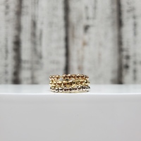18K TriColor Wavy Bead Ring