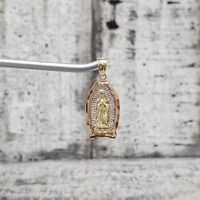 14K TriColor Virgin Mary / Guadalupe Religious Pendant