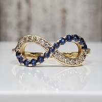 14K White + Blue CZ Infinity Symbol Ring