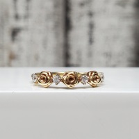 14K Flower Rose Design CZ Band Ring
