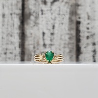 14K Diamond + Pear Emerald Ring