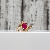 10K Oval Ruby + Diamond Ring