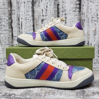 Gucci Screener Blue GG Lame Sneakers/Shoes Size 37W