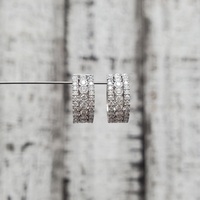 18K Birks Splash Diamond Huggie Hoop Earrings 