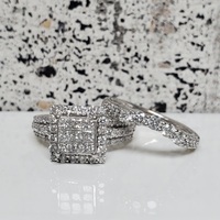14K Curved Diamond Band Wedding Set 