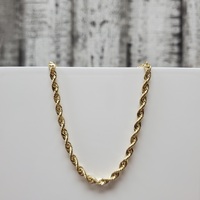 20" 10K Semi Solid Rope Chain Necklace