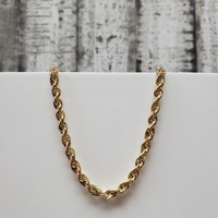 22" 10K Semi Solid Rope Chain Necklace 