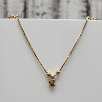 10K Box Link Moon Charm Anklet
