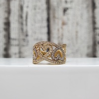 14K CZ Heart Design Band Ring