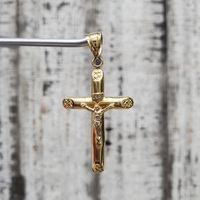 14K Semi Solid Crucifix Cross Religious Pendant