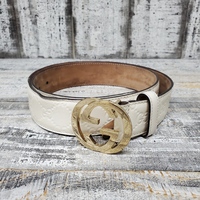 Gucci White GG Belt