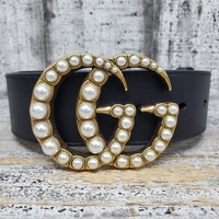 Gucci Moon Calfskin Pearl GG Belt Size 34
