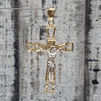 14K Crucifix Jesus Cross Religious Pendant 