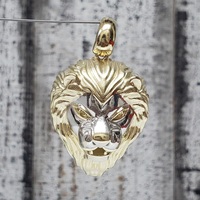10K Semi Solid Lion Face Pendant