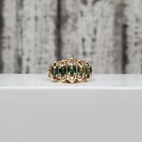 14K Multi Marquise Shaped Green Stone Ring