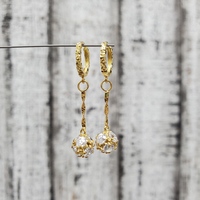 14K Dangle CZ Earrings