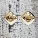 14K fancy Design Square Stud Earrings w/ Omega Backs