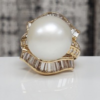 18K Diamond + Pearl Ring