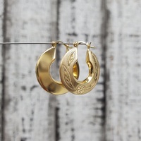 14K Fancy Flower Design Hoop Earrings