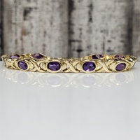 10K Oval Amethyst XOXO Design Bracelet