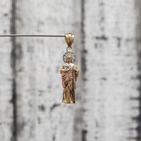 14K Tricolor St. Jude / Saint Judas Religious Pendant w/ CZ