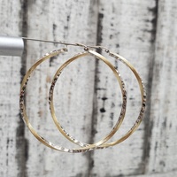 14K Twisty Diamond Cut Hoop Earrings