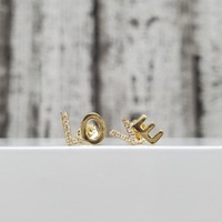 14K LOVE "LO" "VE" Stud Earrings w/ Friction Backs