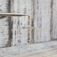 14K Diamond Cross Religious Pendant 