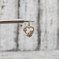 14K TriColor Heart w/ Flower Pendant
