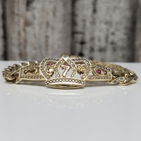 14K Lucky Symbol Semi Solid Curb Link Bracelet